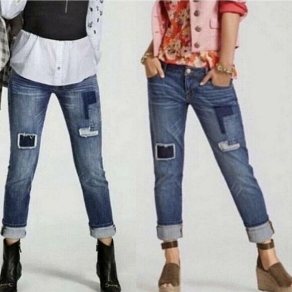 CAbi Denim - Cabi 5308 Slim Boyfriend Patchy Patched Jeans Patchwork Denim Size 2 Grunge Punk